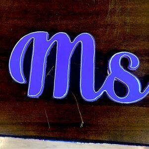 Purple Decorative “MS” Letter Sign